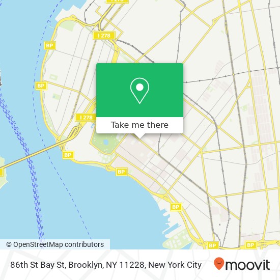 Mapa de 86th St Bay St, Brooklyn, NY 11228