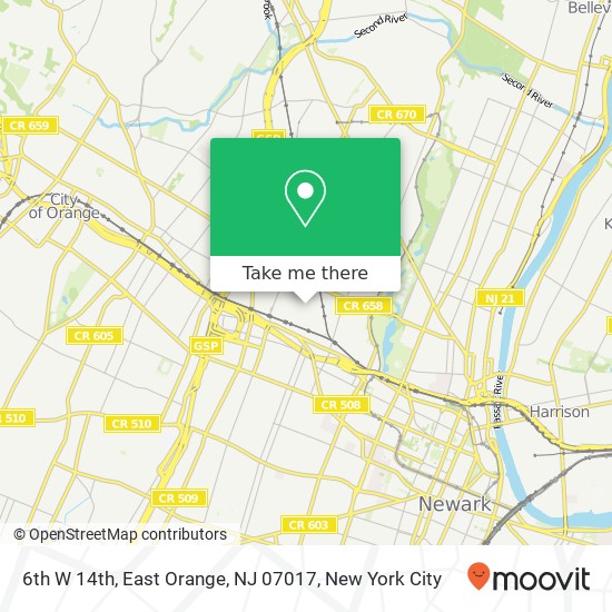 6th W 14th, East Orange, NJ 07017 map