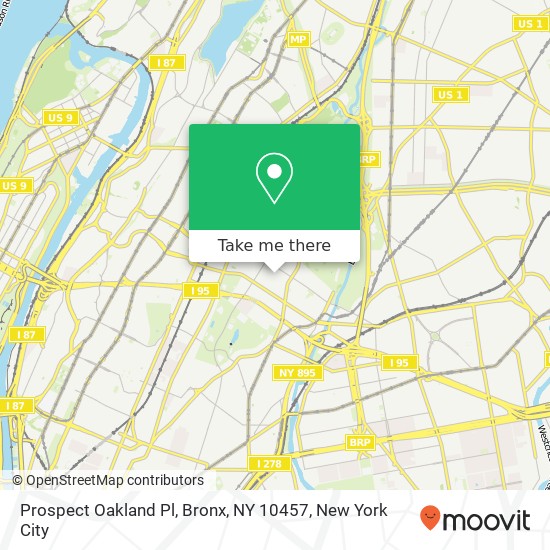 Mapa de Prospect Oakland Pl, Bronx, NY 10457