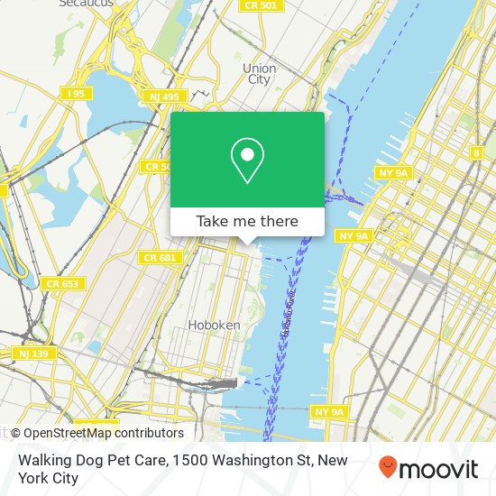 Mapa de Walking Dog Pet Care, 1500 Washington St