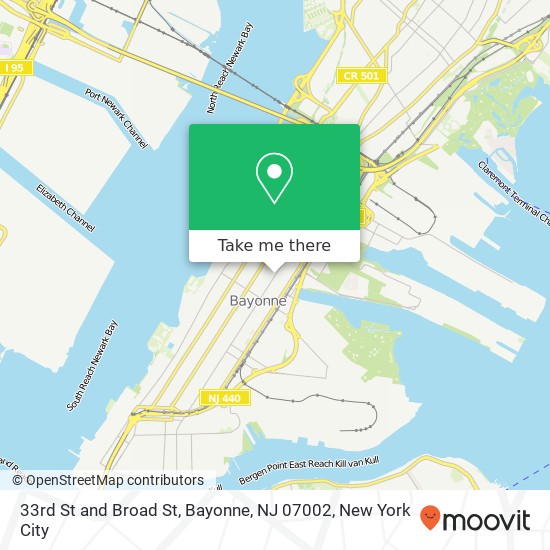 Mapa de 33rd St and Broad St, Bayonne, NJ 07002