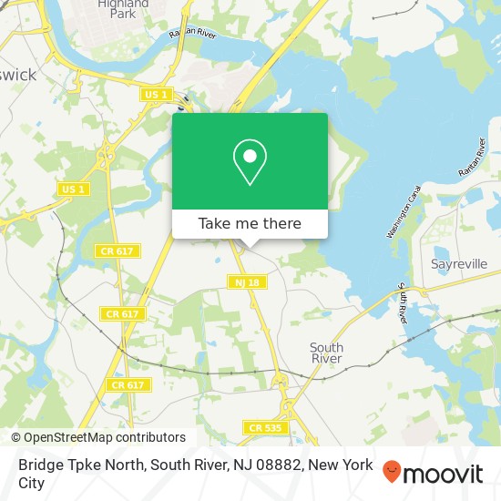 Mapa de Bridge Tpke North, South River, NJ 08882