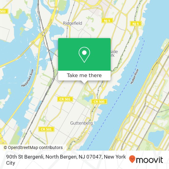 Mapa de 90th St Bergenli, North Bergen, NJ 07047