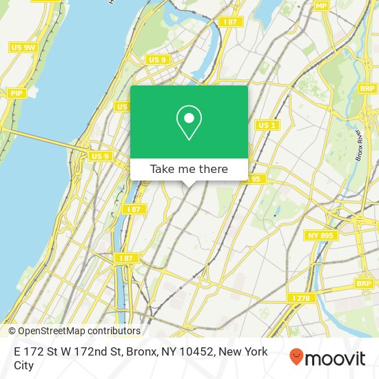 Mapa de E 172 St W 172nd St, Bronx, NY 10452