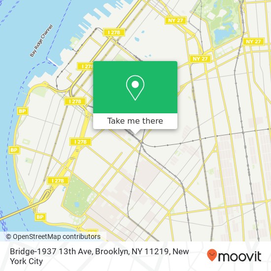 Mapa de Bridge-1937 13th Ave, Brooklyn, NY 11219