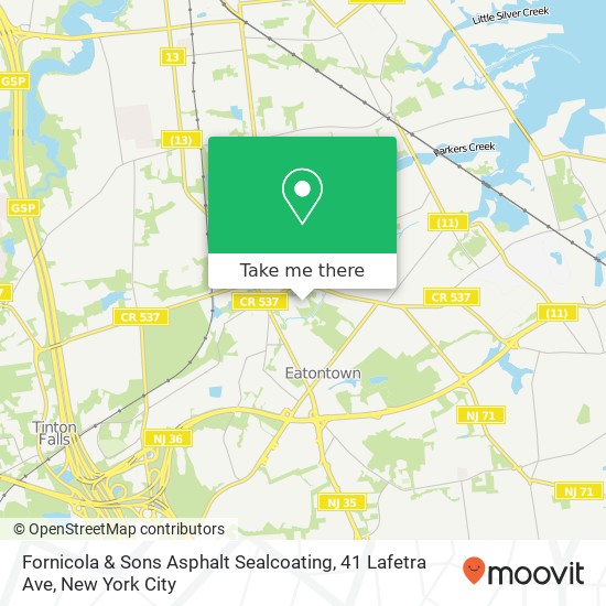 Mapa de Fornicola & Sons Asphalt Sealcoating, 41 Lafetra Ave