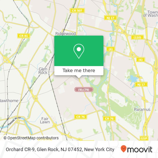 Mapa de Orchard CR-9, Glen Rock, NJ 07452