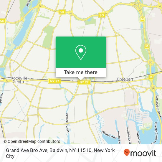Mapa de Grand Ave Bro Ave, Baldwin, NY 11510