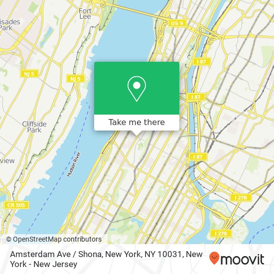 Mapa de Amsterdam Ave / Shona, New York, NY 10031