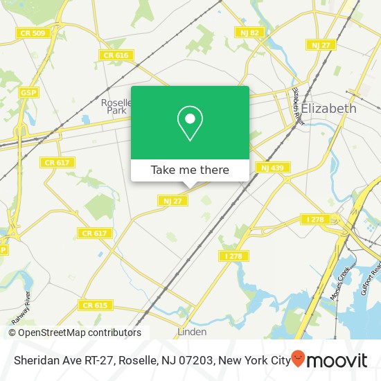 Mapa de Sheridan Ave RT-27, Roselle, NJ 07203