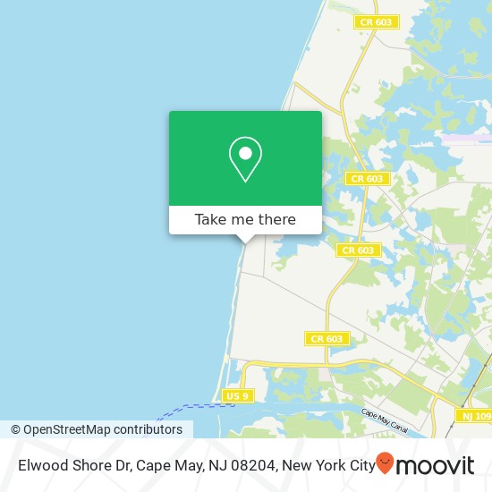 Mapa de Elwood Shore Dr, Cape May, NJ 08204