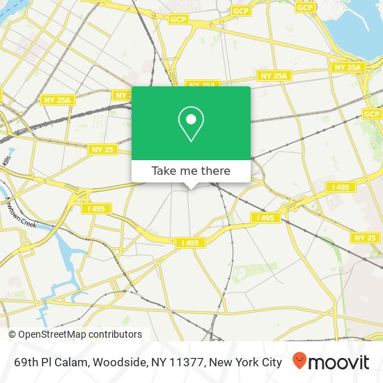 Mapa de 69th Pl Calam, Woodside, NY 11377