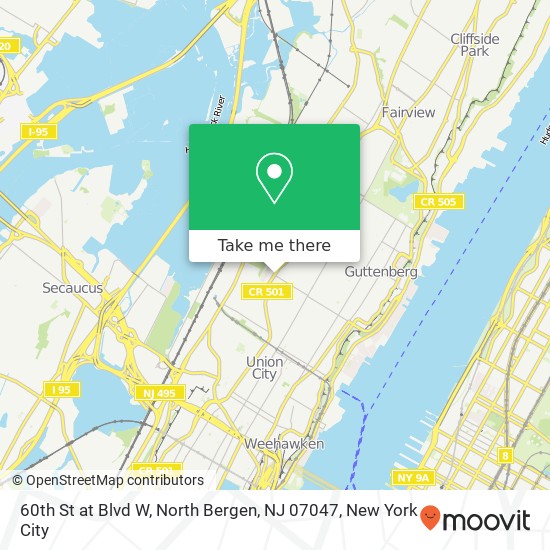 60th St at Blvd W, North Bergen, NJ 07047 map