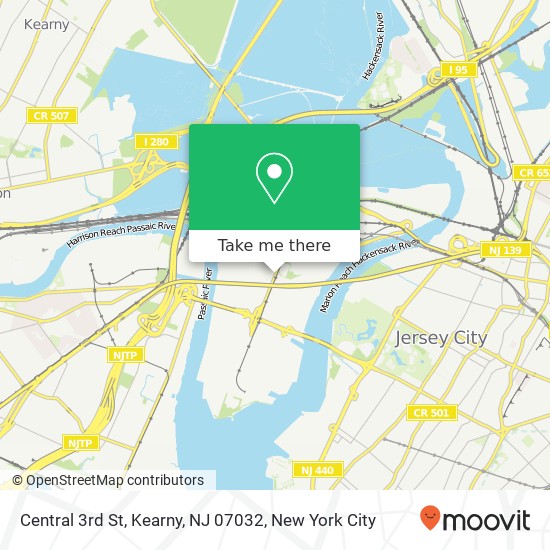 Mapa de Central 3rd St, Kearny, NJ 07032