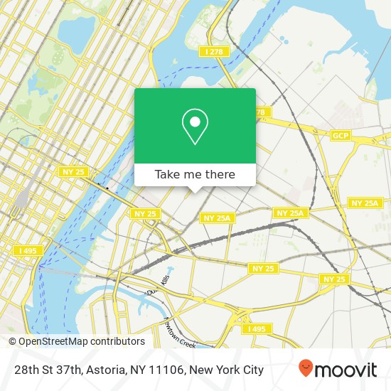 Mapa de 28th St 37th, Astoria, NY 11106