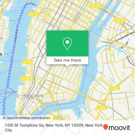 10th St Tompkins Sq, New York, NY 10009 map