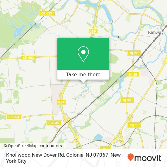 Mapa de Knollwood New Dover Rd, Colonia, NJ 07067