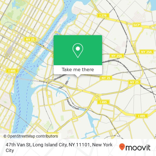 Mapa de 47th Van St, Long Island City, NY 11101