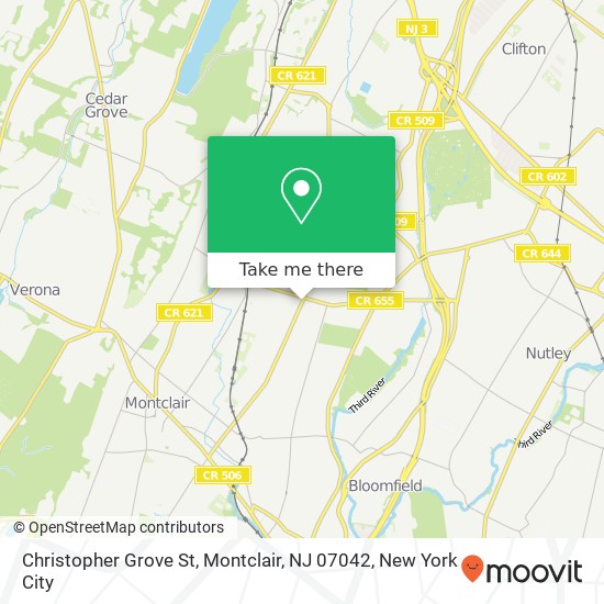 Mapa de Christopher Grove St, Montclair, NJ 07042