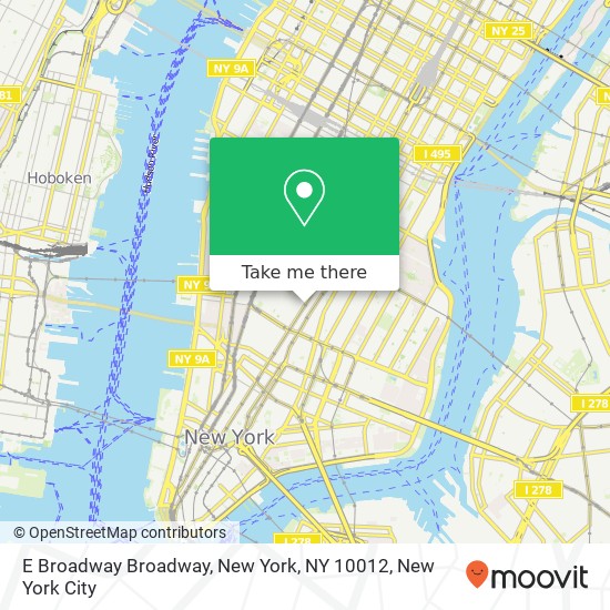 Mapa de E Broadway Broadway, New York, NY 10012