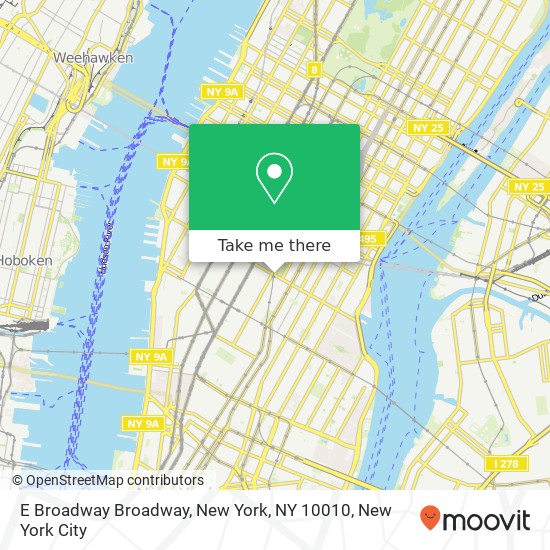 Mapa de E Broadway Broadway, New York, NY 10010