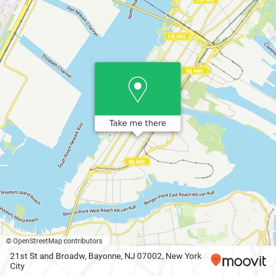 Mapa de 21st St and Broadw, Bayonne, NJ 07002