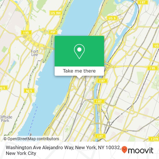 Mapa de Washington Ave Alejandro Way, New York, NY 10032