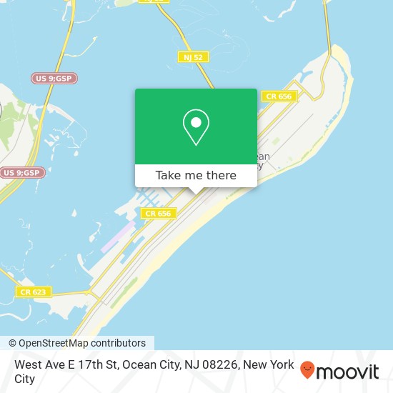 Mapa de West Ave E 17th St, Ocean City, NJ 08226