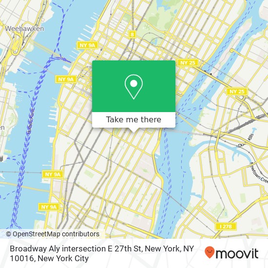 Mapa de Broadway Aly intersection E 27th St, New York, NY 10016
