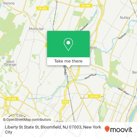 Liberty St State St, Bloomfield, NJ 07003 map