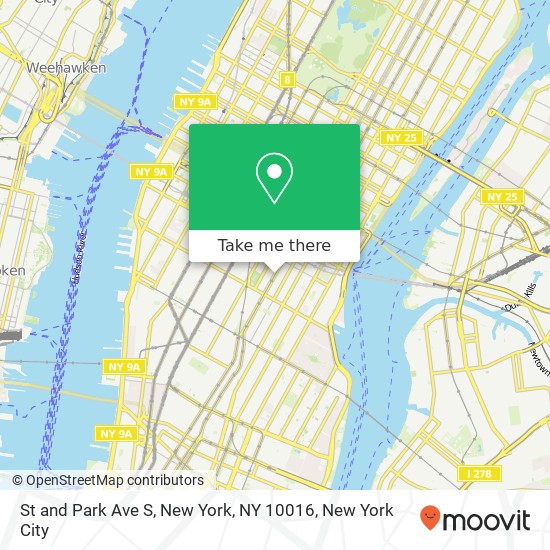 Mapa de St and Park Ave S, New York, NY 10016
