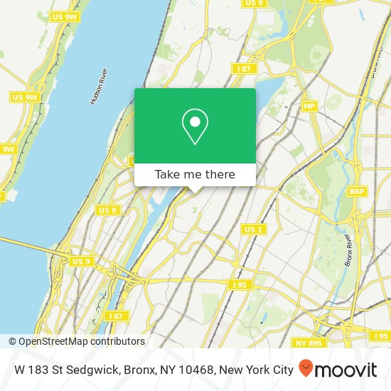 Mapa de W 183 St Sedgwick, Bronx, NY 10468