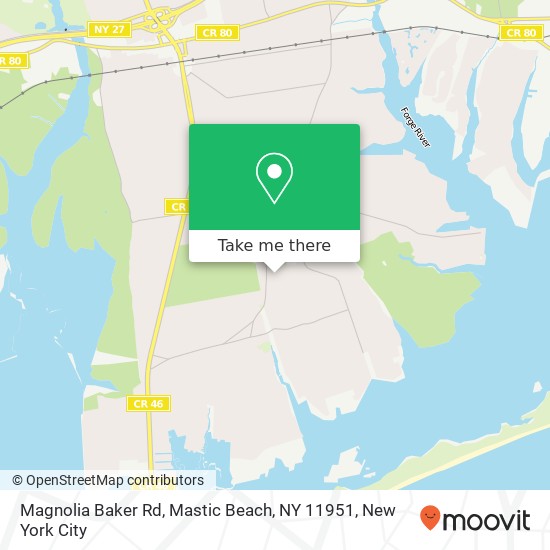 Mapa de Magnolia Baker Rd, Mastic Beach, NY 11951