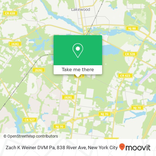 Mapa de Zach K Weiner DVM Pa, 838 River Ave