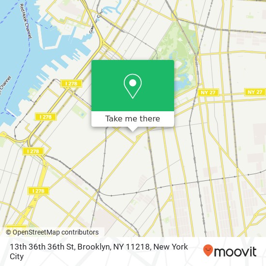 Mapa de 13th 36th 36th St, Brooklyn, NY 11218
