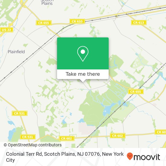 Colonial Terr Rd, Scotch Plains, NJ 07076 map