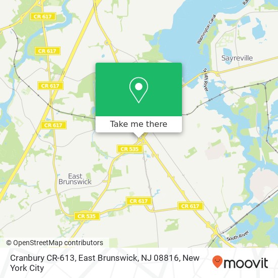 Mapa de Cranbury CR-613, East Brunswick, NJ 08816