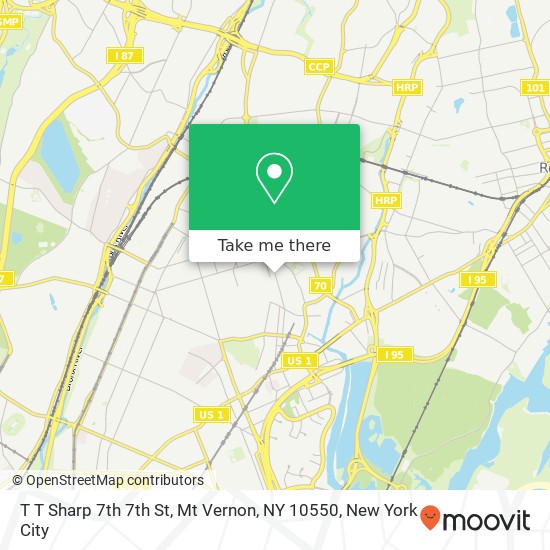 Mapa de T T Sharp 7th 7th St, Mt Vernon, NY 10550