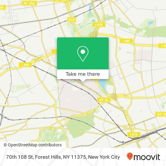 Mapa de 70th 108 St, Forest Hills, NY 11375