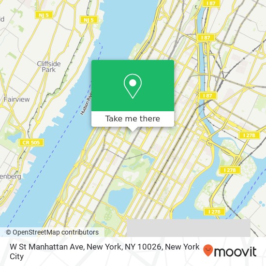 W St Manhattan Ave, New York, NY 10026 map