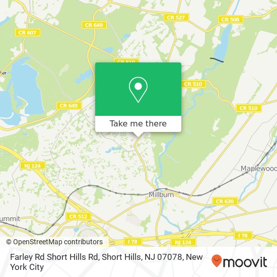 Mapa de Farley Rd Short Hills Rd, Short Hills, NJ 07078