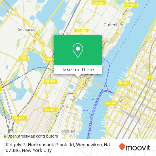 Ridgely Pl Hackensack Plank Rd, Weehawken, NJ 07086 map