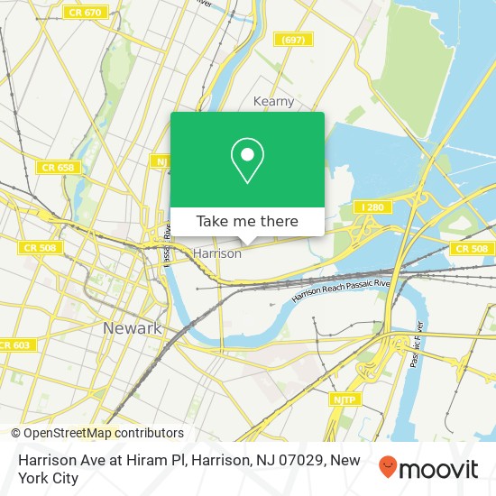 Harrison Ave at Hiram Pl, Harrison, NJ 07029 map