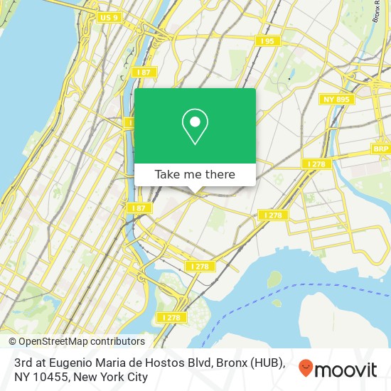 3rd at Eugenio Maria de Hostos Blvd, Bronx (HUB), NY 10455 map