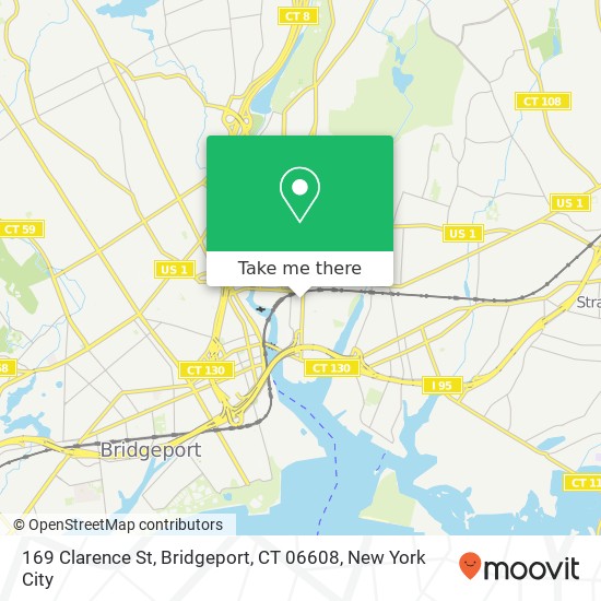 Mapa de 169 Clarence St, Bridgeport, CT 06608