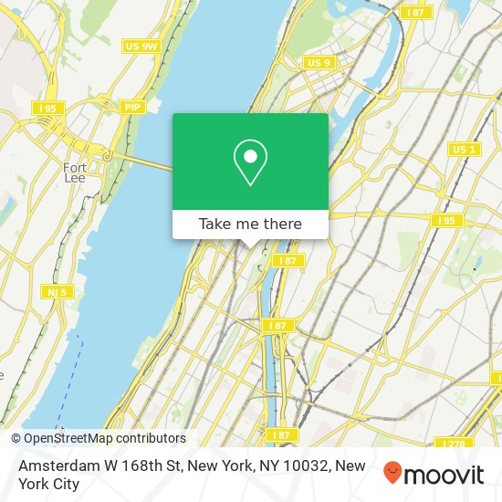 Amsterdam W 168th St, New York, NY 10032 map