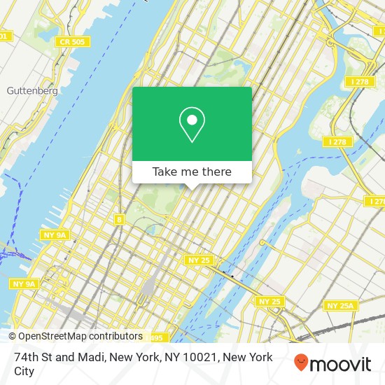 74th St and Madi, New York, NY 10021 map