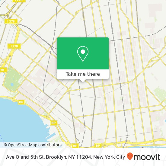 Mapa de Ave O and 5th St, Brooklyn, NY 11204