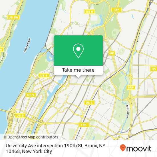 University Ave intersection 190th St, Bronx, NY 10468 map