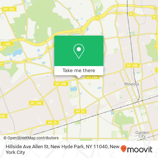 Mapa de Hillside Ave Allen St, New Hyde Park, NY 11040